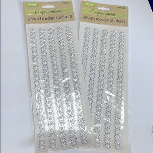 Pack of 2 Adhesive white and silver gems stickers all new for decoration